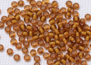 Бисер Чехия круглый 10/0 50 г 15096 темный янтарный, белая линия внутри